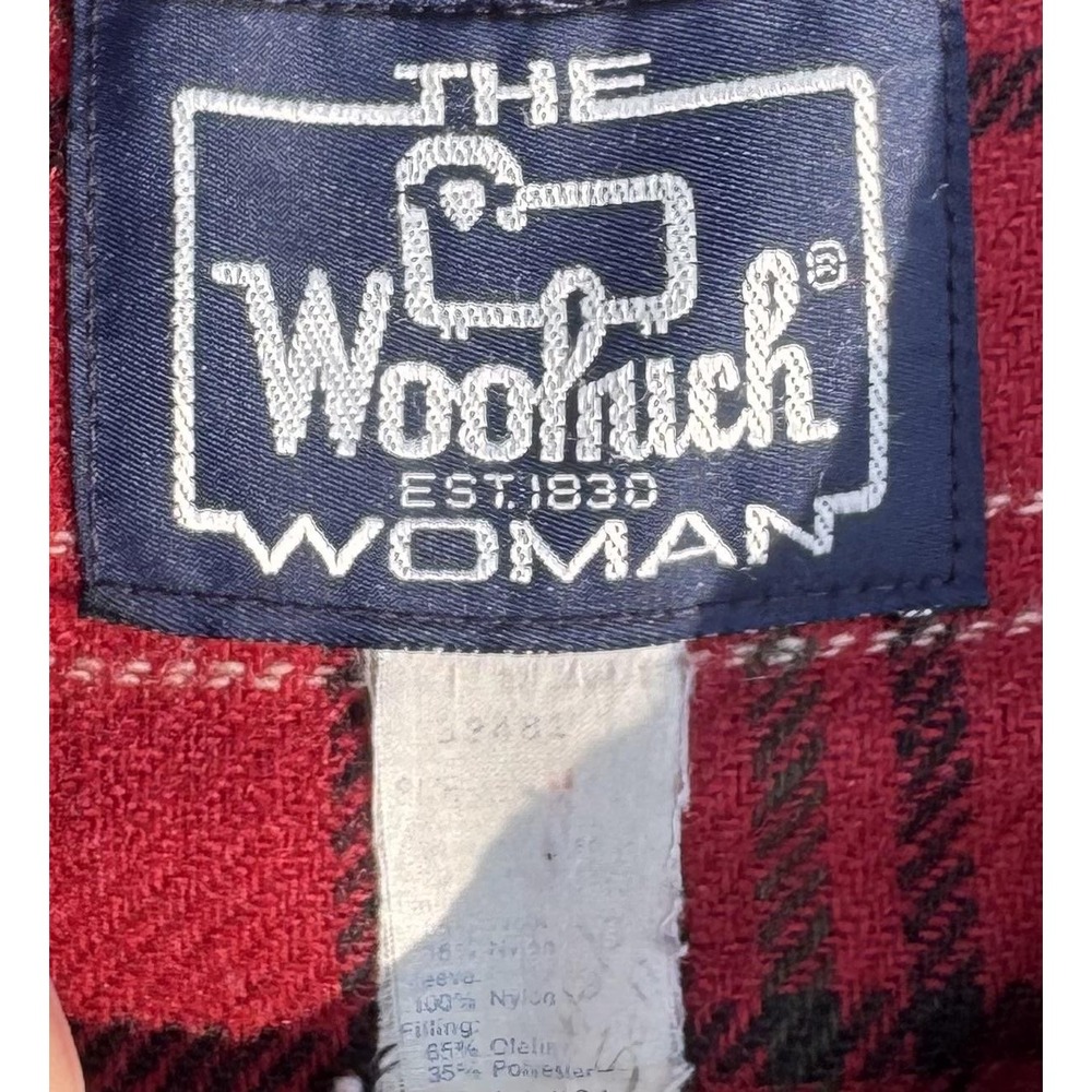 Vintage Woolrich Woman Medium Parka Coat Green Plaid Lined Hooded Thinsulate USA - Picture 9 of 14